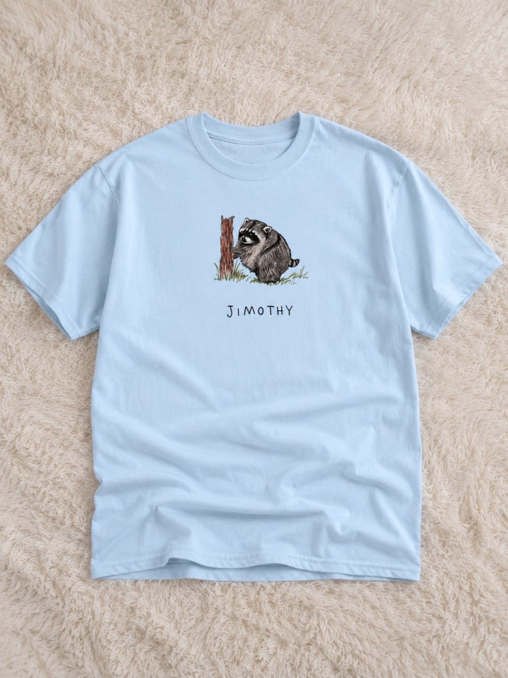 Gildan Light Blue Jimothy Raccoon Graphic Tee